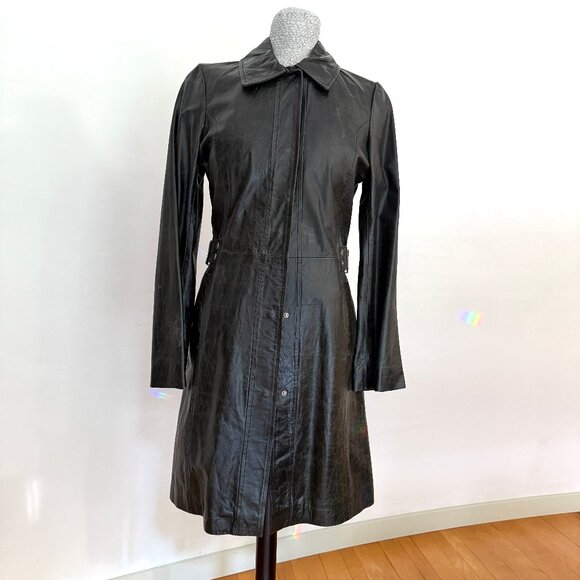 Doma Gray Long Leather Jacket, Size Small - Picture 1 of 15